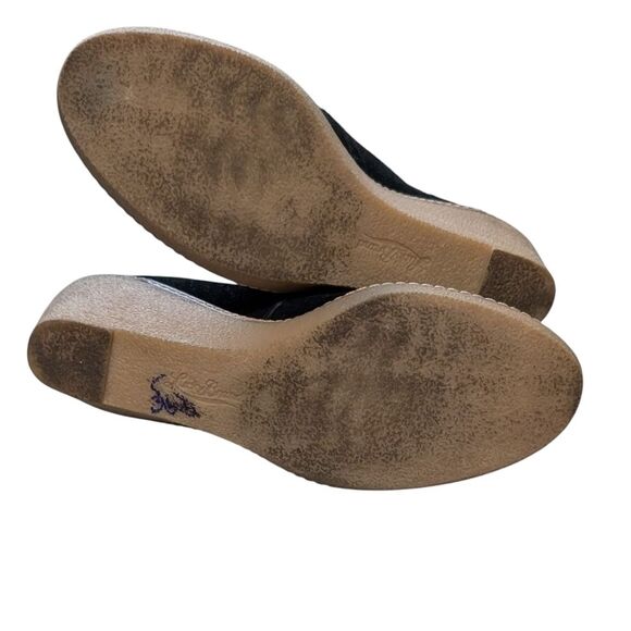 Lucky Brand June black leather suede lace up ankle bootie wedge washed casual - Picture 9 of 10